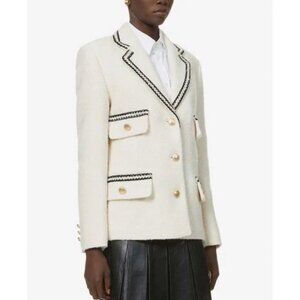 Sandro Noella Single-Breasted Woven Blazer Jacket